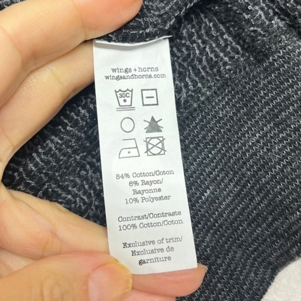 Wings+Horns Knit Mixed Pile Cardigan in Medium Black M